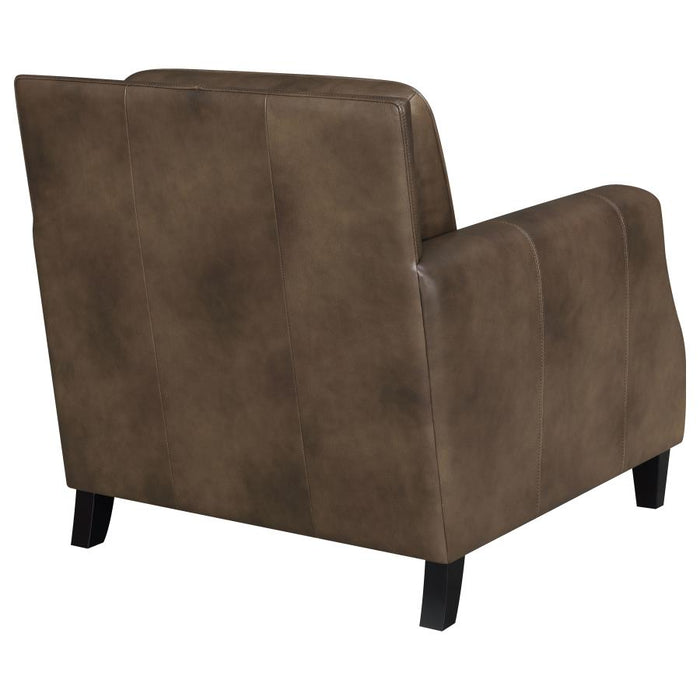 Leaton Upholstered Recessed Arm Chair Brown Sugar