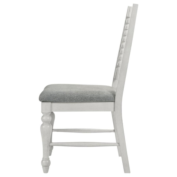 Aventine Ladder Back Dining Side Chair with Upholstered Seat Vintage Chalk and Grey (Set of 2)