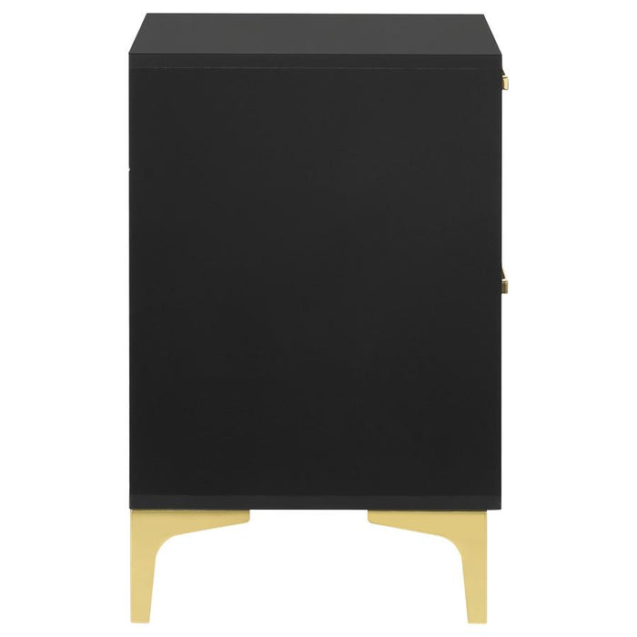 Kendall 2-drawer Nightstand Black and Gold