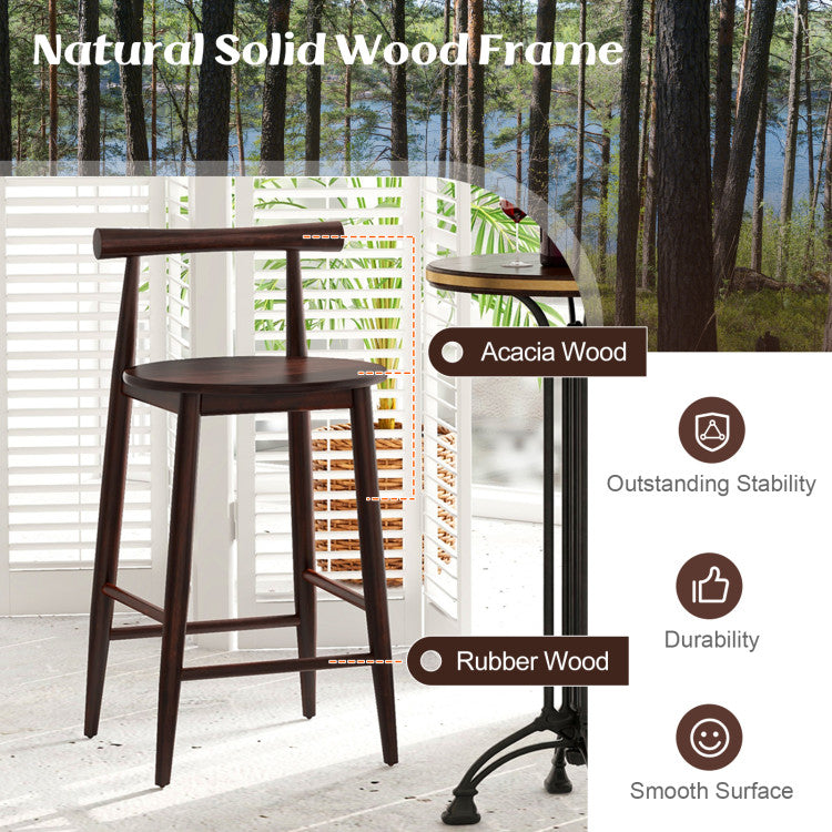 Counter Height Bar Chair Set with Acacia Wood Frame and Supporting Legs