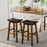 Faux PU Leather Bar Height Stools Set of 2 with Woven Curved Seat