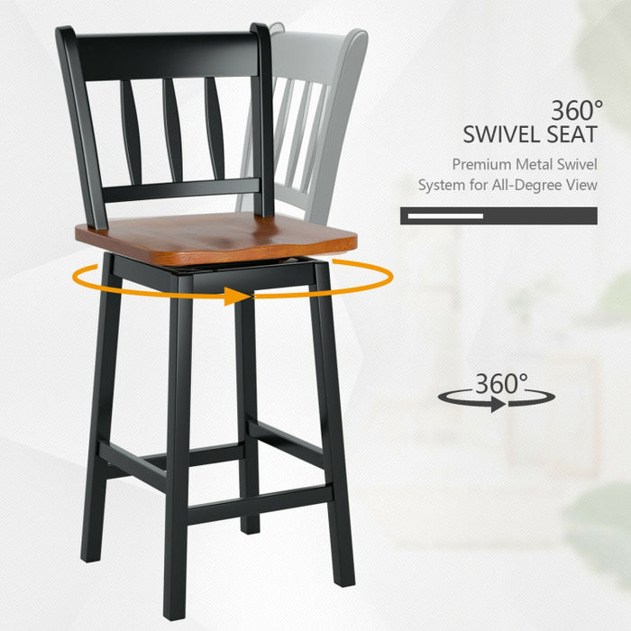 24.5 Inches Set of 2 Swivel Bar Stools with 360° Swiveling