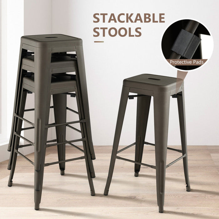 30 Inch Bar Stools Set of 4 with Square Seat and Handling Hole