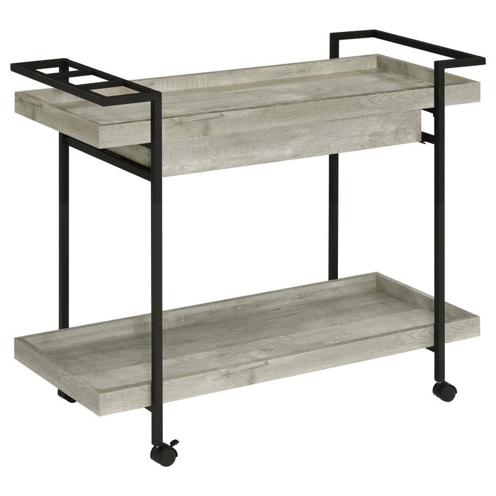 Ventura 2-Tier Bar Cart With Storage Drawer Grey Driftwood