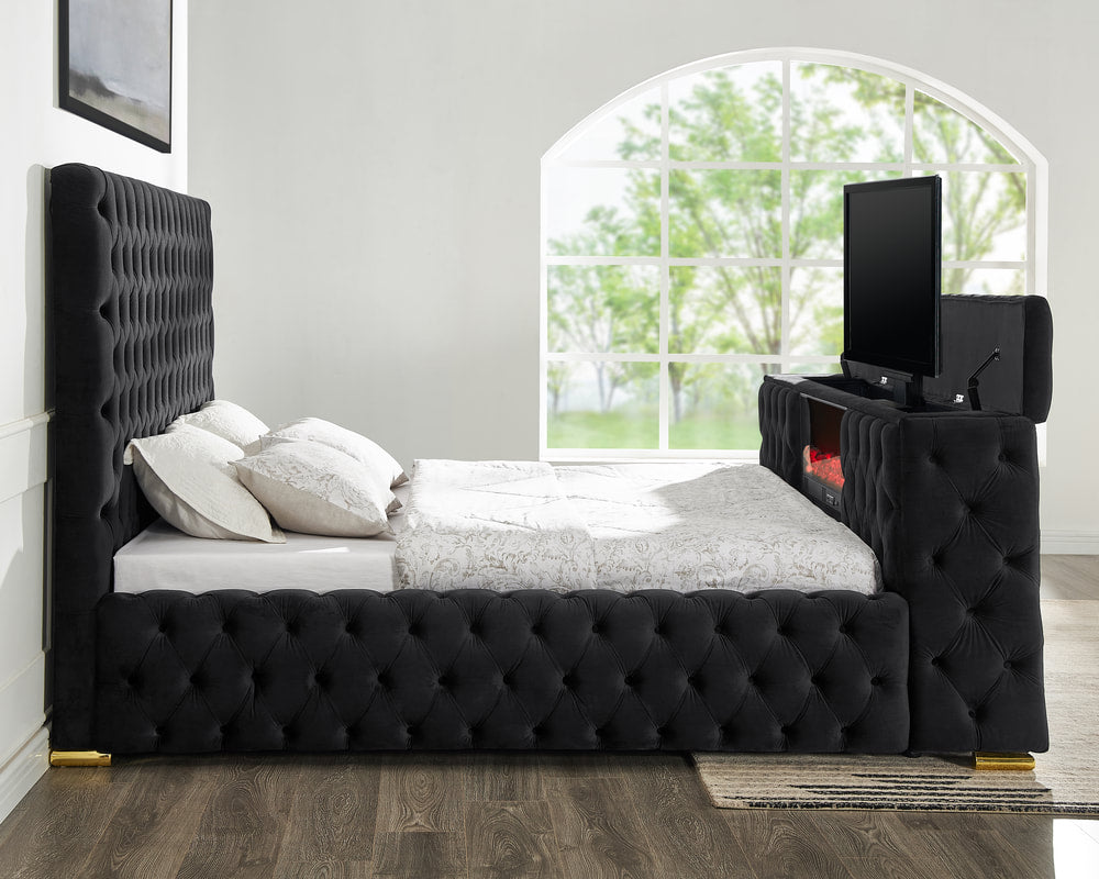 Future Black Platform Bed - Queen, King