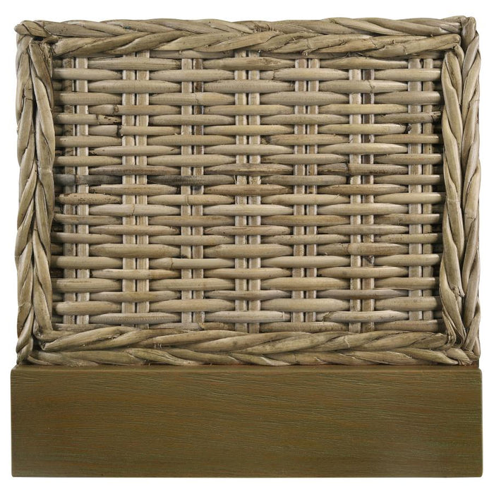 Zyla Woven Rattan Queen Panel Bed Kubu Grey