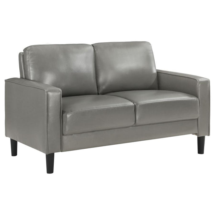 Ruth 3-piece Upholstered Track Arm Faux Leather Sofa Set Grey