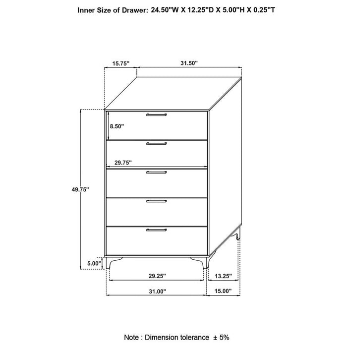 Kendall 5-drawer Chest White