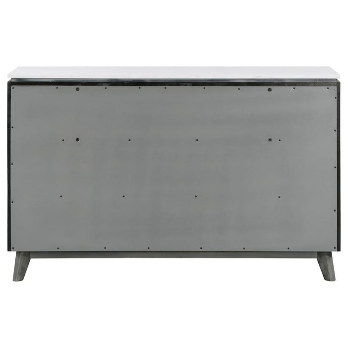 Nathan 6-drawer Dresser White Marble and Grey