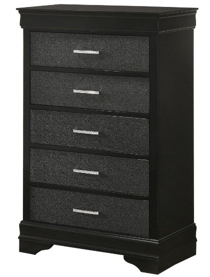 Amalia 5 Drawer Black Chest