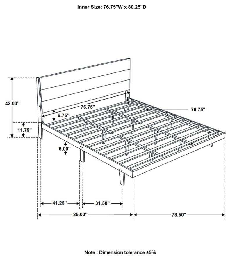 Mays Upholstered Platform Bed Walnut Brown and Grey