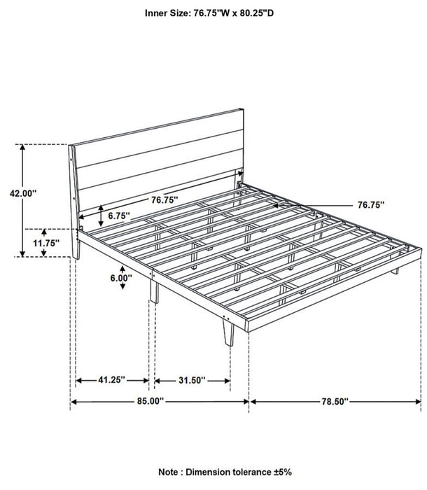 Mays Upholstered Platform Bed Walnut Brown and Grey