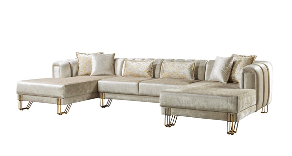 Santana Ivory Velvet Double Chaise Sectional