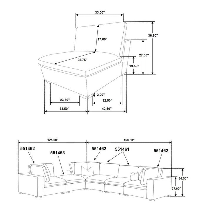 Lakeview 6-piece Upholstered Modular Sectional Sofa Dark Chocolate