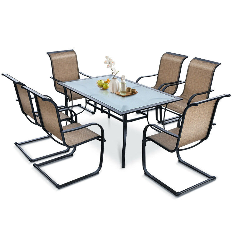60 x 38 Inch Rectangular Patio Dining Table with 1.6 Inch Umbrella Hole