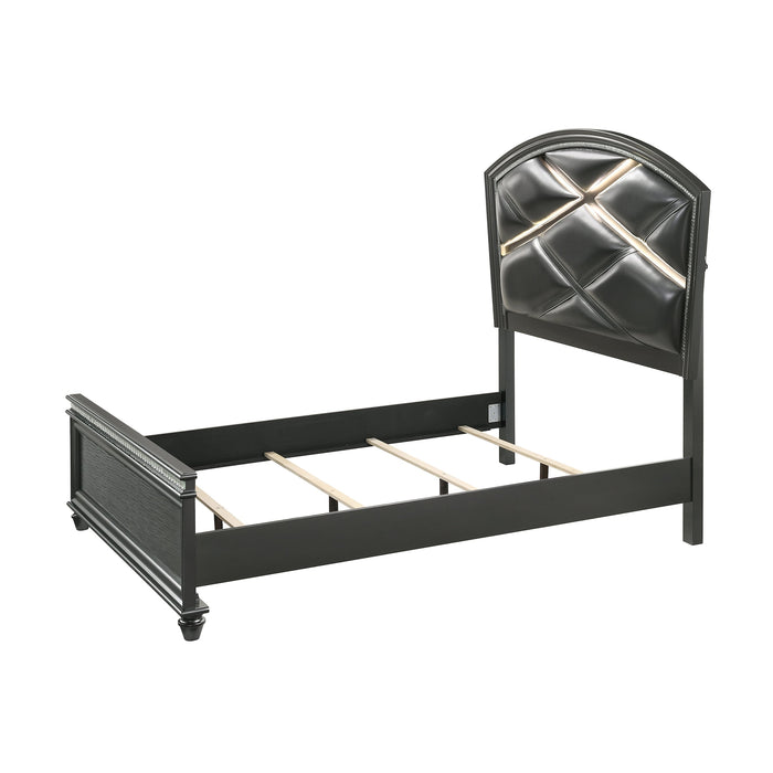 Adira Gray LED Upholstered Panel Bed