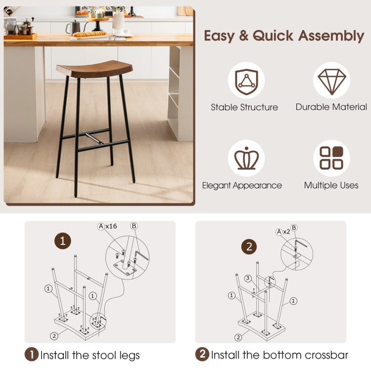 Industrial Saddle Bar Stool with Metal Legs