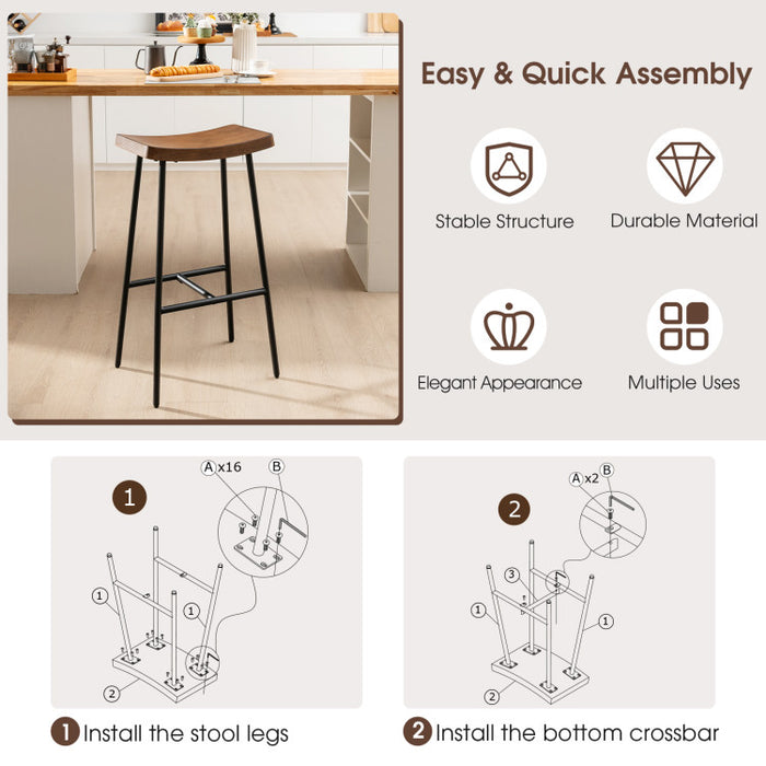 Industrial Saddle Bar Stool with Metal Legs