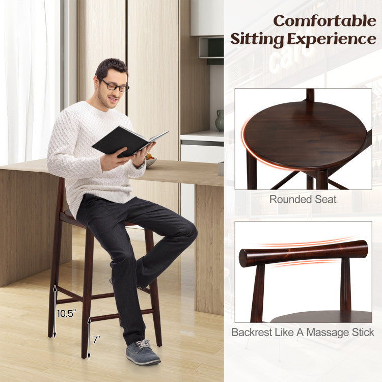 Counter Height Bar Chair Set with Acacia Wood Frame and Supporting Legs