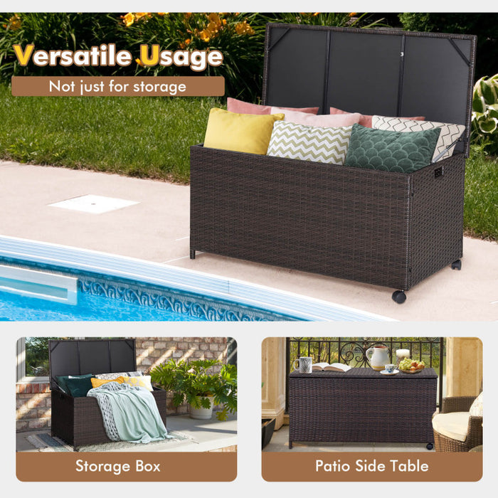 Outdoor Wicker Storage Box with Zippered Liner