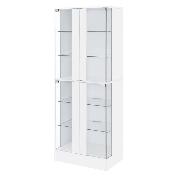 Cabra Display Case Curio Cabinet with Glass Shelves and LED Lighting White/ Black High Gloss