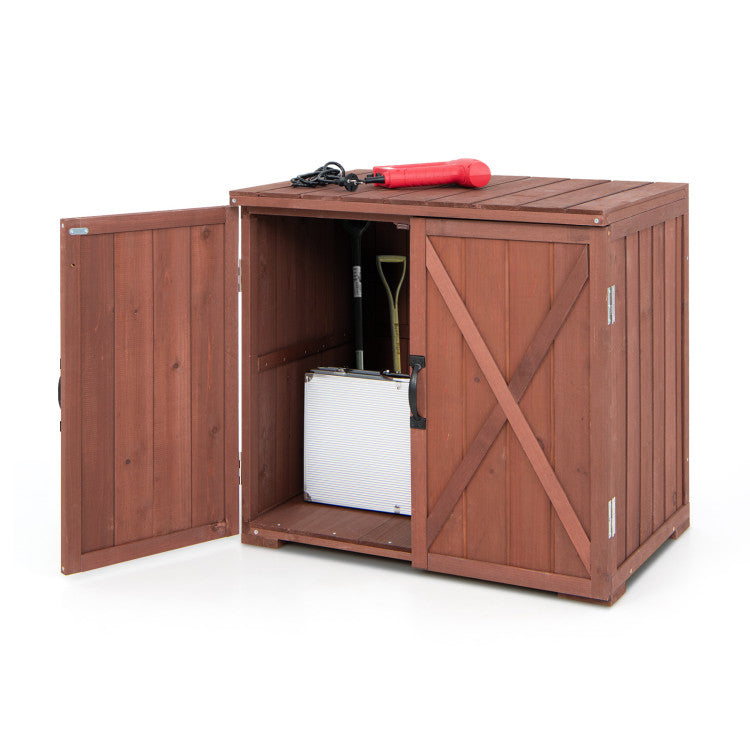 Outdoor Wooden Storage Cabinet with Double Doors