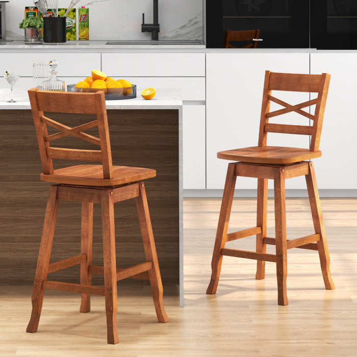 Swivel 24-Inch Counter Height Stool Set of 2 with Inclined Backrest