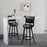 2 Pieces 29 Inch Wooden Swivel Height Bar Stool with PVC Cushioned Seat