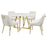 Gwynn Round Dining Table with Marble Top and Stainless Steel Base White and Gold