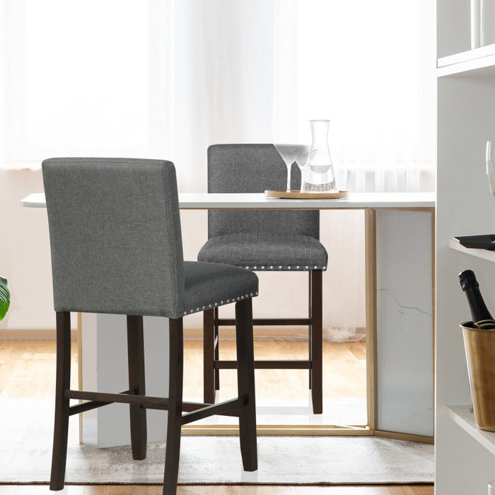 Set of 2 Bar Stools with Back for Kitchen Island