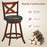 2 Pieces Classic Counter Height Swivel Bar Stool Set with X-shaped Open Back