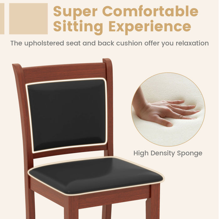 Upholstered Counter Stool Set of 2 with Solid Rubber Wood Frame