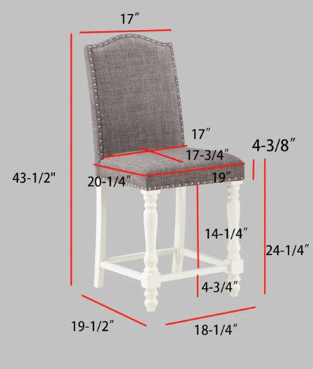 LANGLEY CHALK/GREY COUNTER HEIGHT SET 6 PC