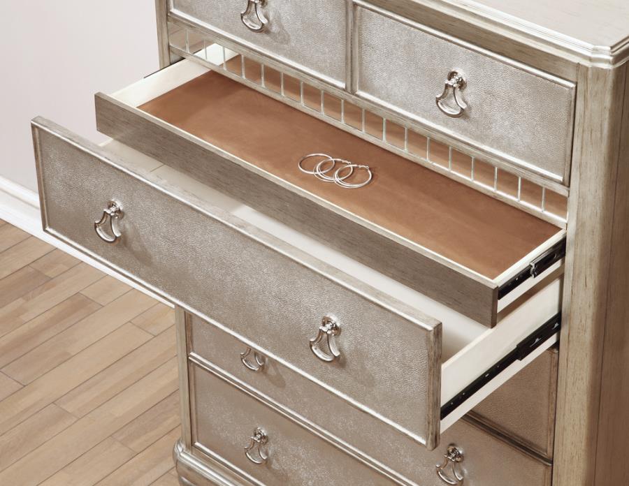 Bling Game 6-drawer Chest Metallic Platinum