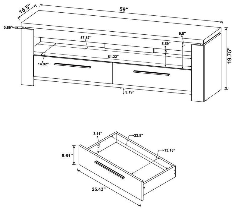 Elkton 2-Drawer TV Console Weathered Brown