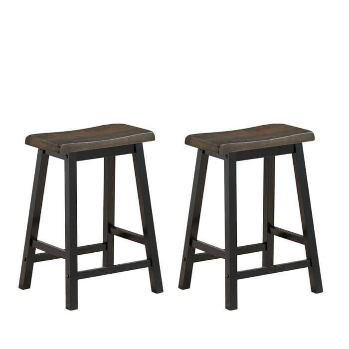 24 Inch Set of 2 Wood Counter Height Seat Stools for Kitchen Dining and Pub