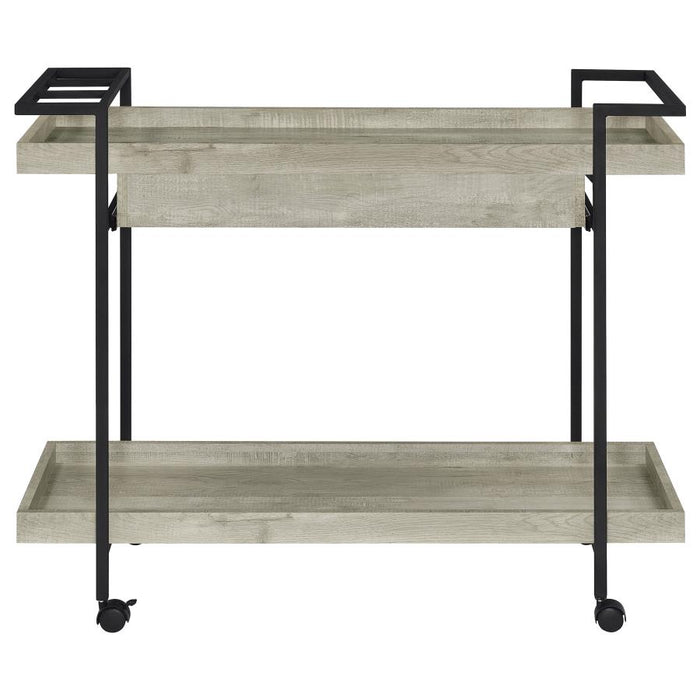 Ventura 2-Tier Bar Cart With Storage Drawer Grey Driftwood