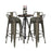 30 Inch Set of 4 Vintage Metal Bar Stool with Removable Middle Back