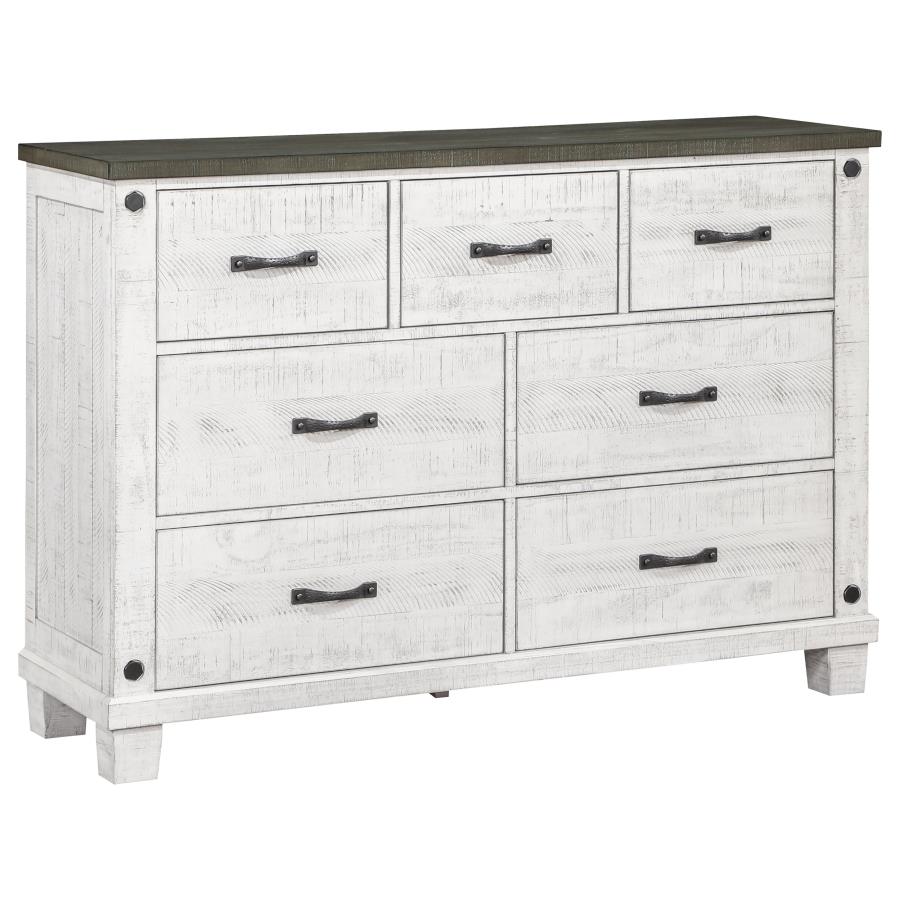Lilith 5-piece Bedroom Set Distressed Grey and White