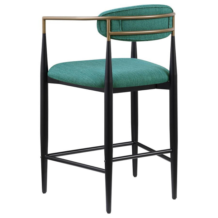 Tina Metal Counter Height Bar Stool with Upholstered Back and Seat