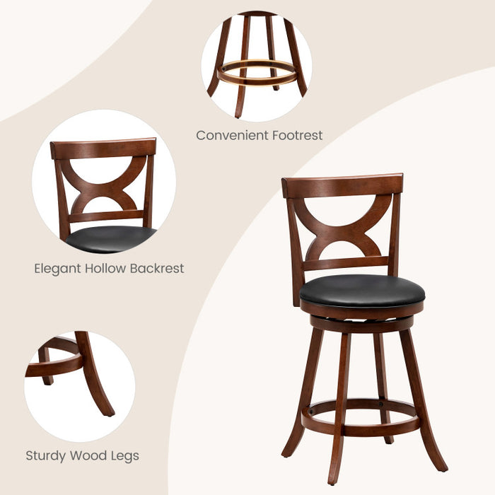 Swivel Bar Stools Set of 2 with Soft Cushion and Elegant Hollow Backrest