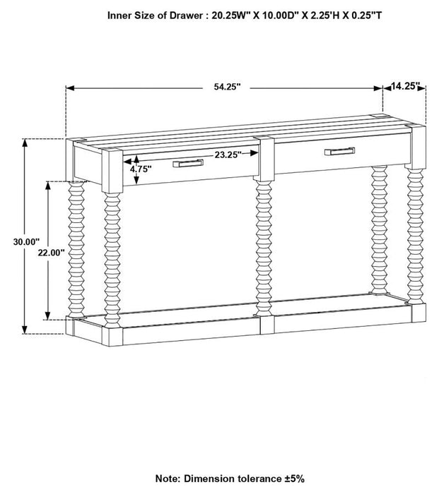 Meredith 2-Drawer Sofa Table Coffee Bean