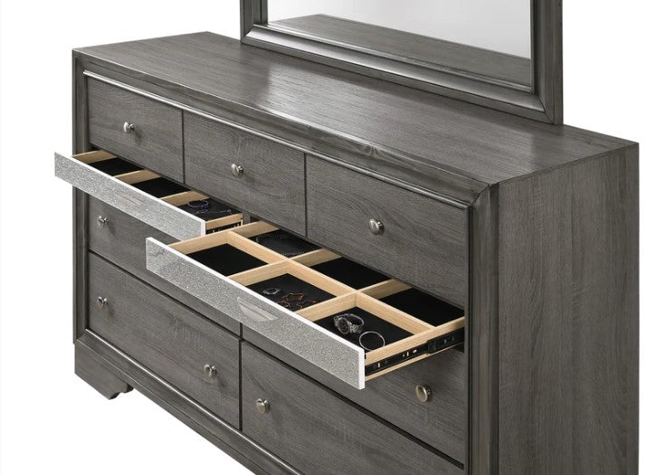 Regata Gray/Silver Storage Platform Bedroom Set