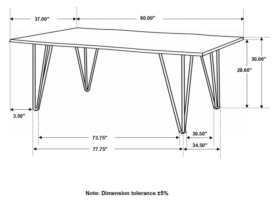 Neve Live-Edge Dining Table With Hairpin Legs Sheesham Grey And Gunmetal