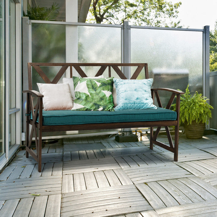 Outdoor Garden Bench with Detachable Sponge-Padded Cushion