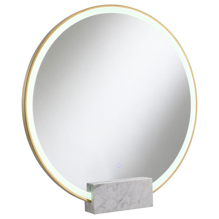 Jocelyn Round Table Top LED Vanity Mirror White Marble