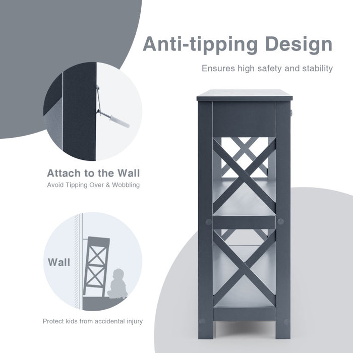 Console Table 3-Tier with Drawer and Storage Shelves