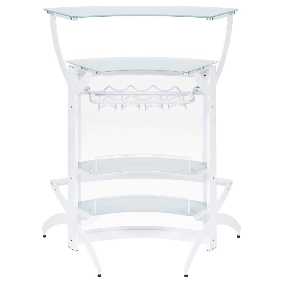 Dallas 2-shelf Home Bar White and Frosted Glass