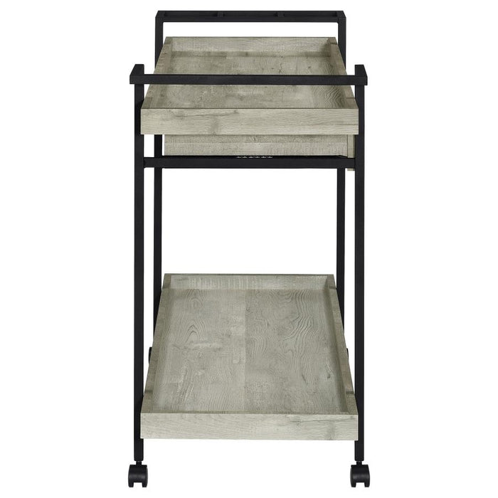 Ventura 2-Tier Bar Cart With Storage Drawer Grey Driftwood