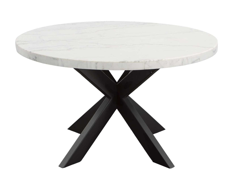 Xena 52-inch Round 5-Piece White Marble Dining Set